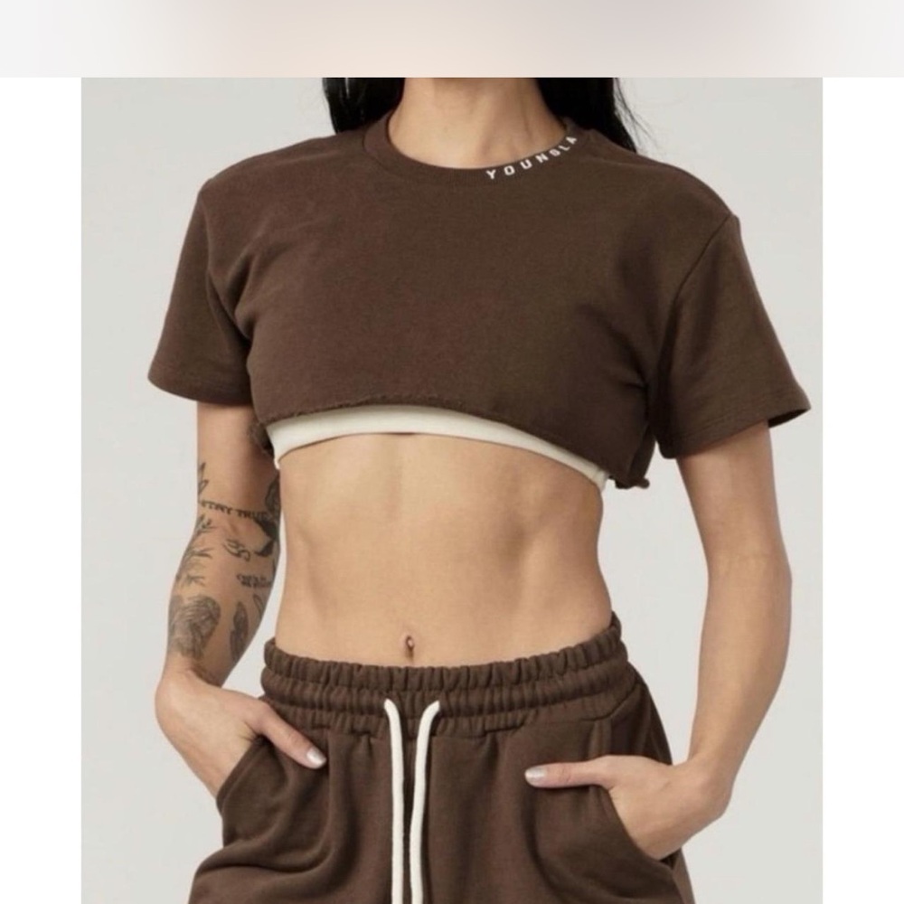 YoungLA Brown Cropped Short Sleeve Tee